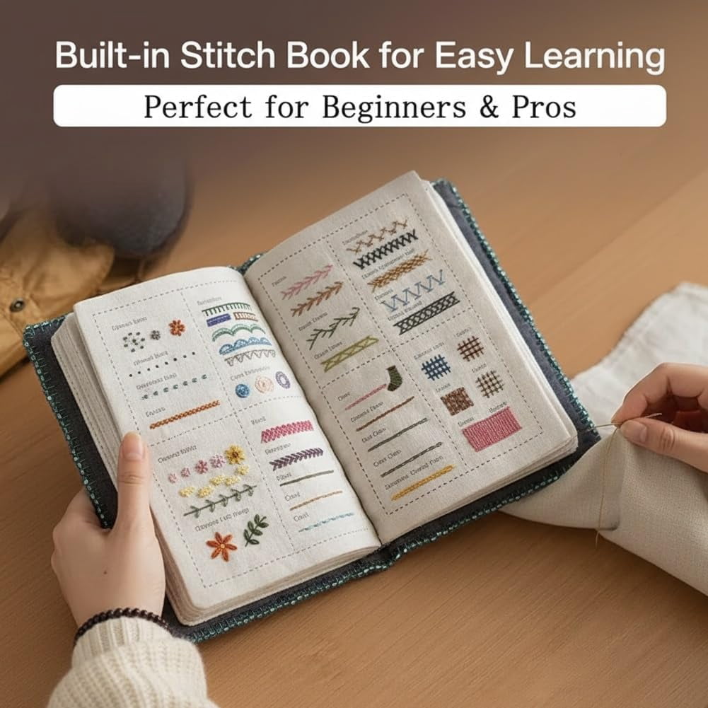 EVHRZN 2026 New Embroidery Kit for Beginners with Stitch Book – Easy Hand 86 PCS Embroidery Sewing Kit with 106 Patterns, Step-by-Step Guide, DIY Craft Gift for Adults