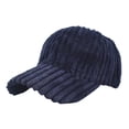 thumbnail image 2 of Only Moment Navy Corduroy Stripe Hat Baseball Cap for Men Women Polyester Embroidery - Washed Adjustable Usa Dad Hat for Women One Size, 2 of 4