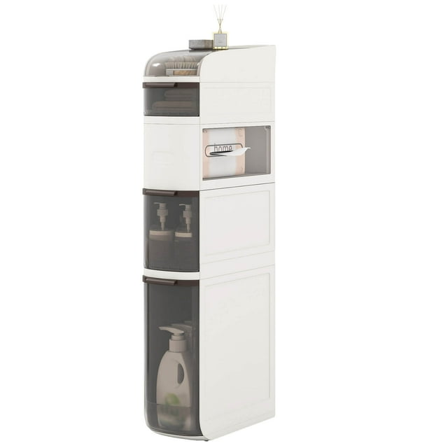 Costway 5-Tier Narrow Bathroom Storage Cabinet with Drawers Tissue Box Wheels for Kitchen