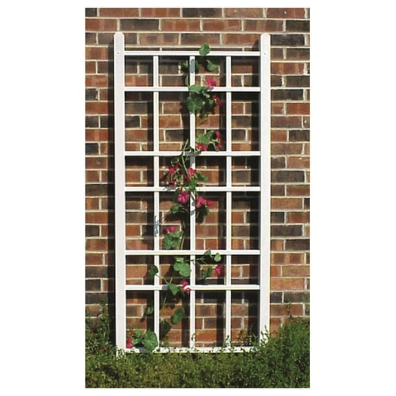 Dura-Trel Cottage 28 by 66 Inch Heavy Duty Weather Stabilized PVC Vinyl Outdoor Garden Patio Trellis with Ground Anchors, White.