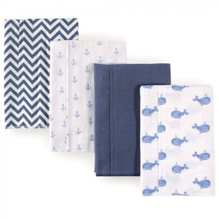 UPC: 0660168514230 | Hudson Baby Infant Boy Cotton Flannel Burp Cloths 4pk Whale One Size