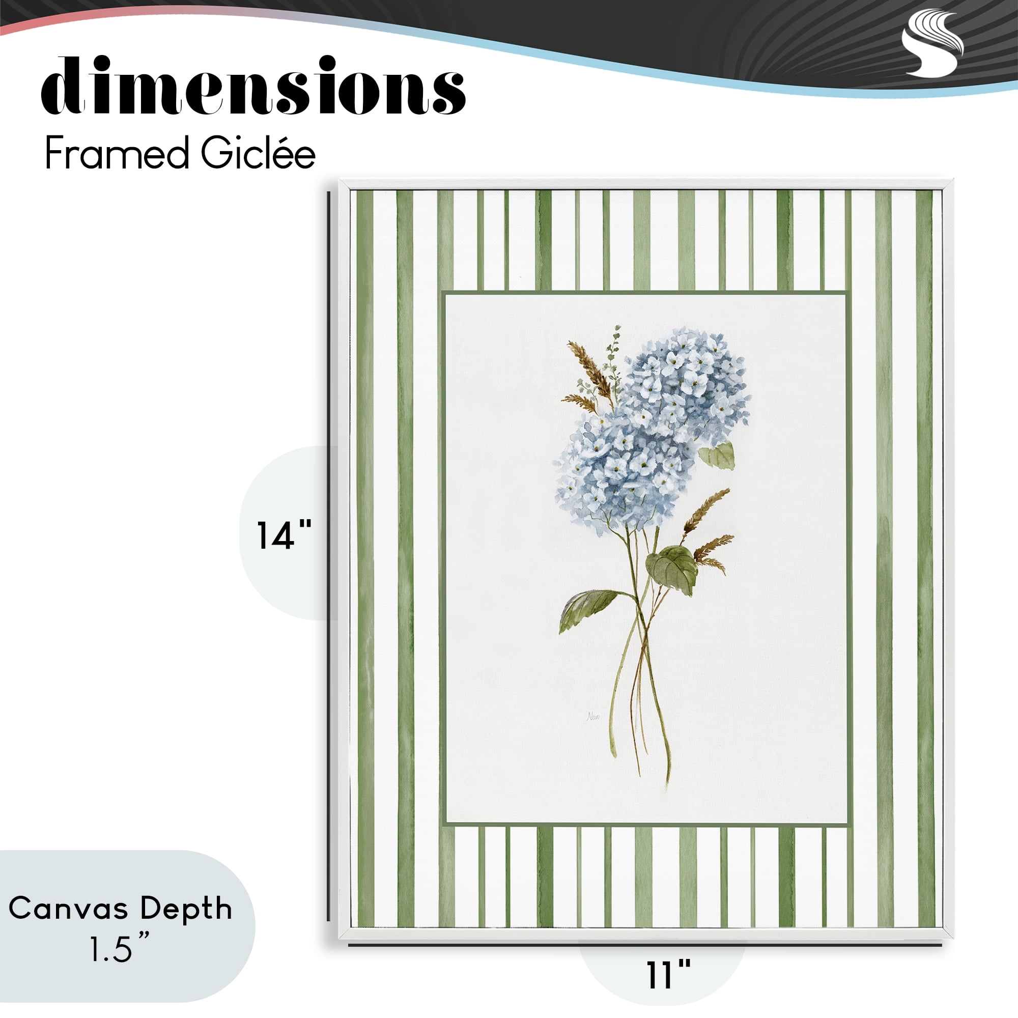 Stupell Industries Blue Hydrangea & Dried Wheat White Framed Giclee Art, design by Nan