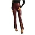 thumbnail image 5 of Travel Outfits Women Airport Women's Pu-leather Solid Color Trousers With Slit Legs And High Waist Pants Women Pants Casual plus Size Cropped for Casual Petite Womens Business Stretch XL, 5 of 9