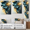 thumbnail image 4 of Designart Abstract Blue And Gold Leaves II Canvas Wall Art, 4 of 5