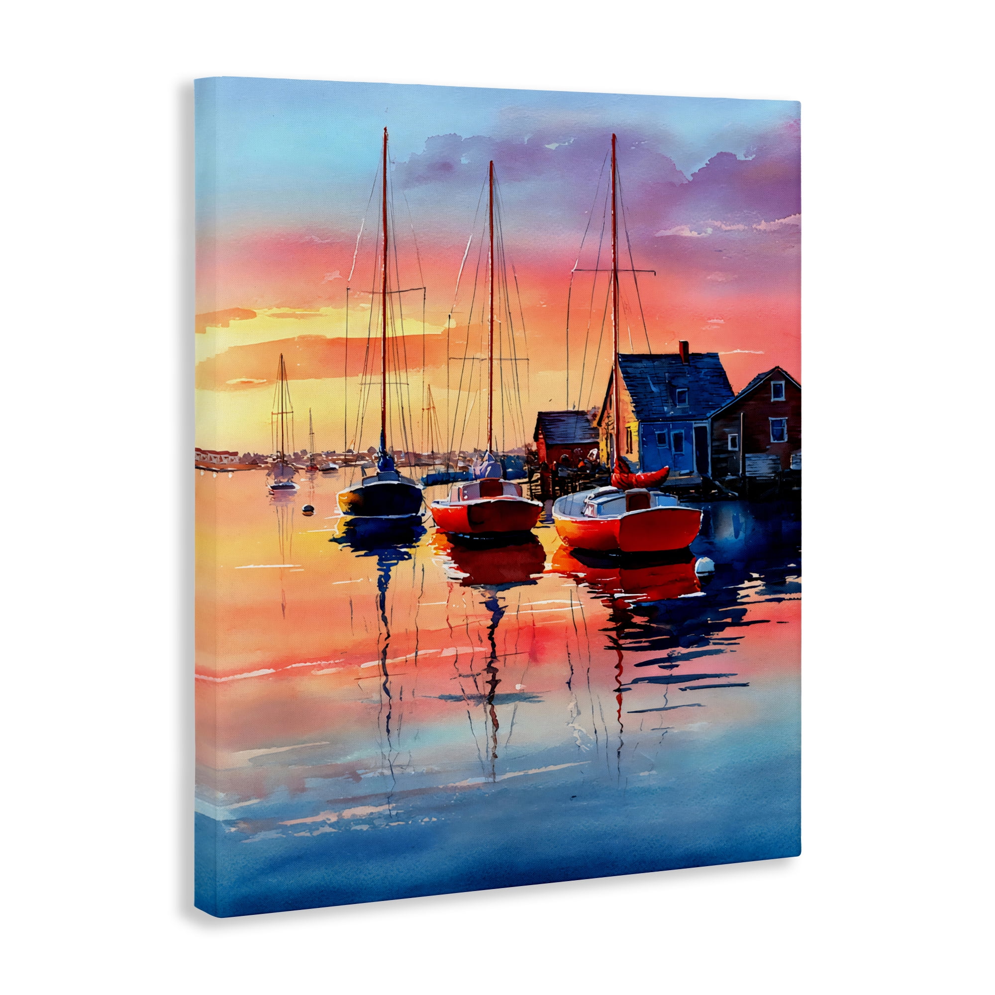Stupell Industries Vivid Sunset at Docks Canvas Wall Art, design by Franklyn Gregory