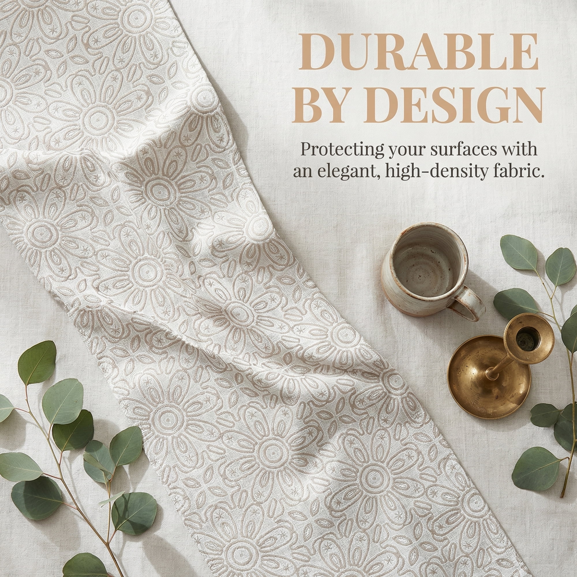 Unique Bargains Floral Elegant Polyester Kitchen Runner for Table Decor Gray 13.8"x106.3"