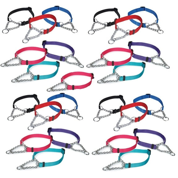 25 Chain Martingale Dog Collar Bulk Shelter Rescue Vet Assorted Color Pick Size (Medium - 14 to 20 inch)