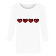 thumbnail image 4 of Plebaso Chemises à Manches 3/4 pour Femmes, Hauts Amples avec Cœur Mignon, Blouses Décontractées à Col Rond Imprimées, 4 of 4