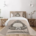 thumbnail image 3 of Ambesonne Sloth Quilted Bedspread Set 2 Pcs, Cartoon Sloth Meditates, Twin Size, Warm Taupe Sage Green, 3 of 6