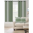 thumbnail image 2 of Dark Sage Green Blackout Curtains 84 Inches Long for Bedroom, Farmhouse Sage Green White Striped Thermal Insulated Room Darkening Black Out Window Curtain Panels Grommet Drapes for Living Room, 2 of 8