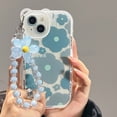 thumbnail image 2 of Carcasa De Cadena Compatible Para iPhone 14 Pro Max 13 12 11 X Xr Xs SE 2020 Flor Azul Gris Funda Para Teléfono Orejas De Oso Lente Todo Incluido De Silicona Transparente Trasera, 2 of 4
