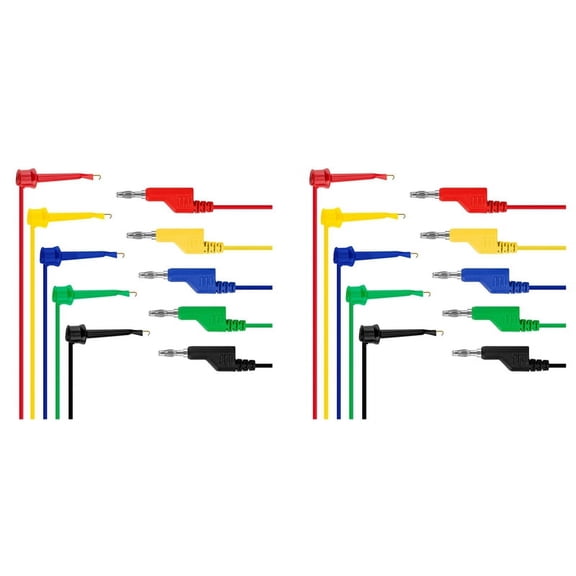 10PCS Test Hook Wire Stackable Banana Plug to Mini Grabber Multimeter Test Lead Set Flexible Wire Leads 500V/5V 39 Inch