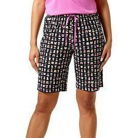 Hue BLACK Women's Cocktail Columns Jersey Bermuda Pajama Shorts, US X-Large