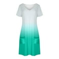 thumbnail image 7 of Summer Dresses for Women 2025 Loose V Neck Short Sleeve Casual T Shirt Dress Cute Gradient Sundress with Pockets, 7 of 7