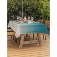 thumbnail image 2 of Outdoor Tablecloth with Umbrella Hole and Zipper, Teal Blue Ombre Rectangle Table Cloth 60x102 Inch Waterproof Tablecloth, Contemporary Gradient Abstract Art Picnic Table Cover for Patio Camping, 2 of 7