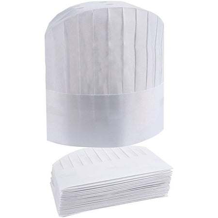 Image of White Chef Hats in Bulk. Viscose Hair Covers with Pleats. Head Caps Le Toque.