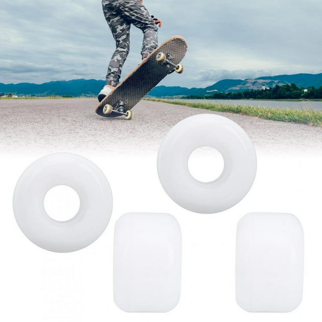 High Elasticity White Pattern Skateboard Wheels Replacement Accessories 4Pcs Set 2.1x1.4in Size for Skateboard
