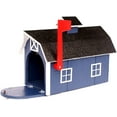 thumbnail image 2 of Amish-Made Deluxe Wooden Mailbox, Dutch Barn Style Navy Blue with White Trim, 2 of 5