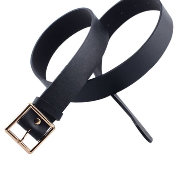 Womens Leather Belt - Solid Color Basic Pu Bonded Leather Dress Belt - Silver Polished Belt Buckle