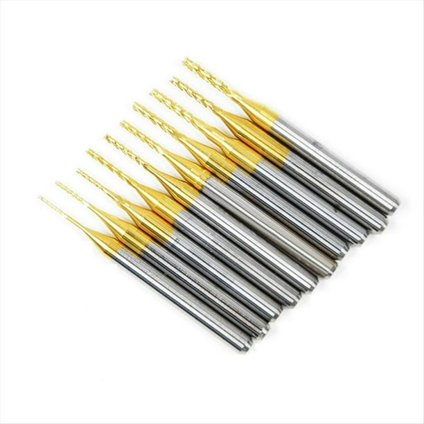 10 Piezas de Brocas de Carburo para Fresas de Grabado Revestidas de Titanio, 0,8-3 mm, Juegos de Fresas de Extremo de Vástago de 1/8 de Pulgada para Herramientas Rotativas