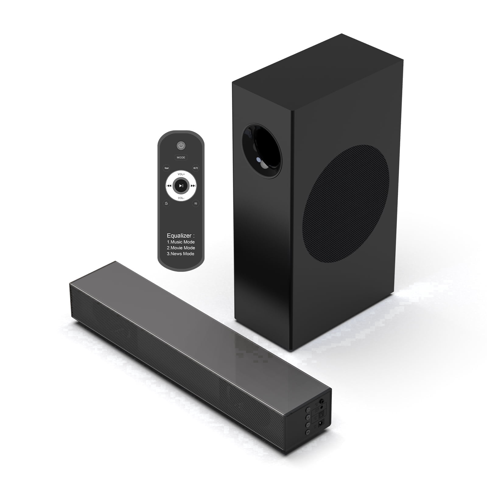 Jierben Sound Bar for TV, 2.1ch Sound Bar with Subwoofer, Home theater sound system TV Speakers with 3 EQ Modes, Bluetooth 5.4/Optical/AUX Connection for PC/Gaming/Projectors