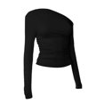 thumbnail image 5 of GEWSEY Womens Off The Shoulder Tops Long Sleeve Going Out Basic Shirts Cute Y2K Fall Trendy Fashion 2025 (Black, XL), 5 of 7