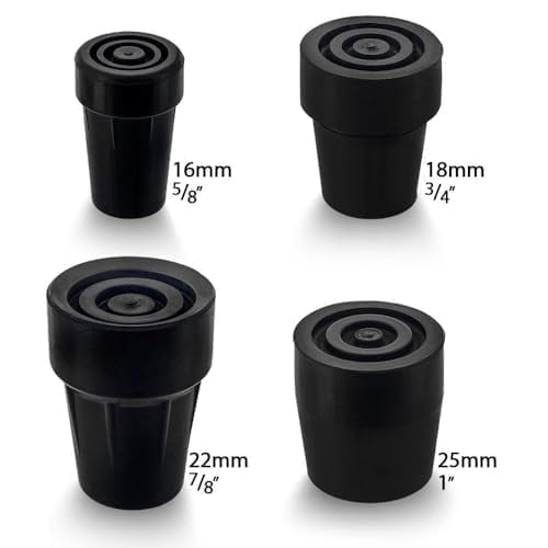 Royal RC Black Steel Inserted Rubber Tip - 3/4 Inch for Walking Cane, Durable Replacement Tip Fits Walking Sticks, Walking Canes for Hiking, Extra Durable Walking Cane for Women and Men