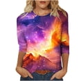 thumbnail image 2 of JTZGDY Womens 3/4 Sleeve Tops Dressy Casual Plus Size Teen Girls Cute Tie Dye Starry Sky Oversized Tunic Blouse Crewneck Basic Graphic T-Shirts Fashion 2025 Outfit Clothes Multicolor#14 XL, 2 of 6