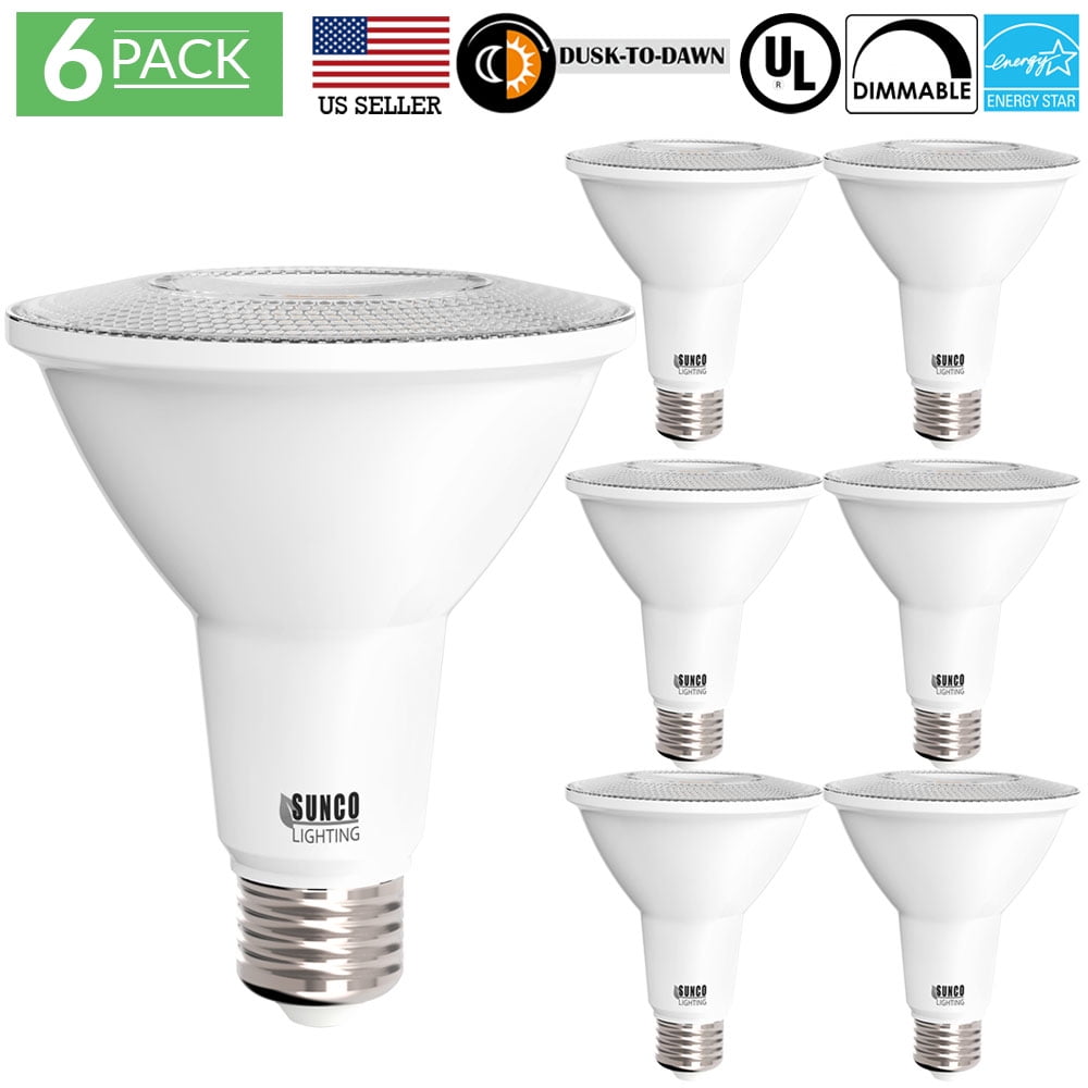 Sunco Lighting 6 Pack PAR30 Dusk to Dawn LED Light Bulb 11 Watt (75W