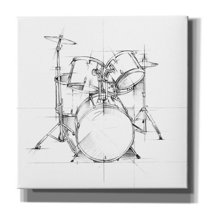 Epic Graffiti "Drum Sketch" by Ethan Harper, Canvas Wall Art, 18"x18"