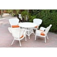 thumbnail image 5 of Jeco 5pc Windsor White Wicker Dining Set - Tan Cushions, 5 of 5