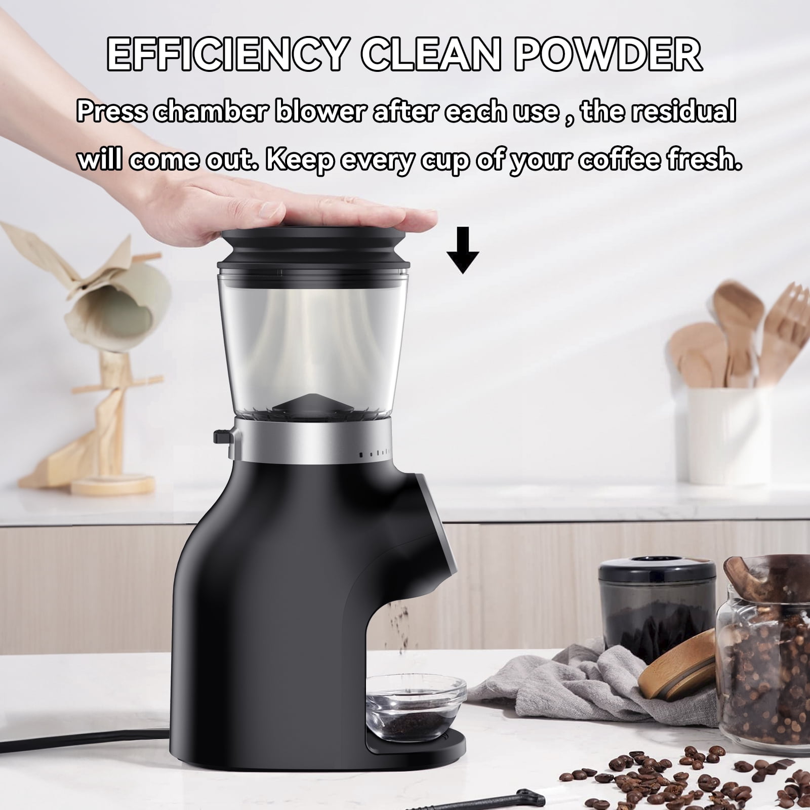 Conical Burr Coffee Bean Grinder with Precision Timer , Espresso Grinder with 31 Precise Settings for Home Use , Coffee Bean Grinder Electric with Touchscreen , Countdown Display, Black