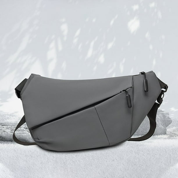 Bolso bandolera para hombre | Riñonera multibolsillos para teléfono y artículos esenciales | Correa ajustable | Piel sintética | Gris o negro