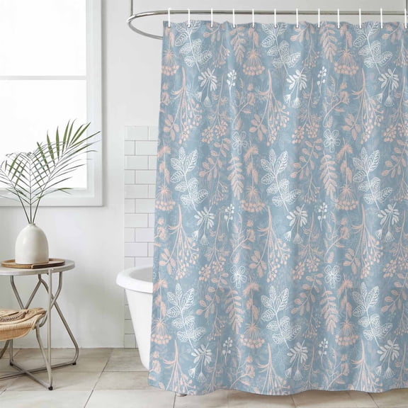 Gray Blue Dandelion Waterproof Fabric Shower Curtain,Spring Flowers Modern Minimalist Waterproof Fabric Shower Curtain for Bathroom Curtains Bathtubs Hotel Shower Curtains with 12 Hooks Long 72x78in