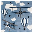 thumbnail image 2 of SAFAVIEH Carousel Kids Biplanes in the Sky Area Rug, Blue/Ivory, 5'3" x 5'3" Square, 2 of 11