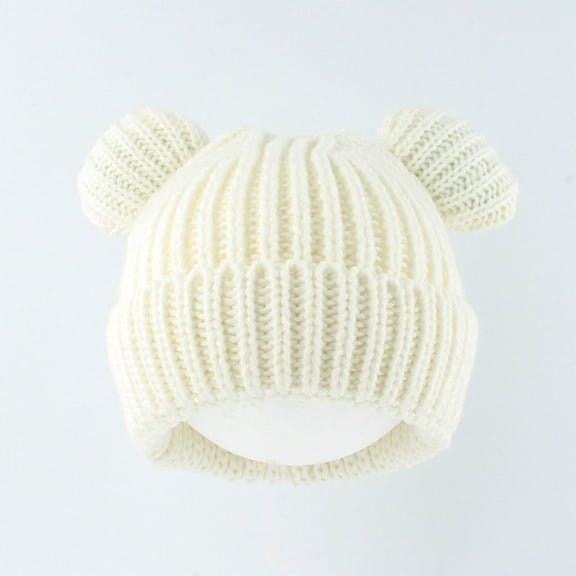 PInxai Boys Girls Winter Cute Hats Solid Color Knitted Warm Outdoor Windproof Hats Kids Solid Color Stretch Hats,White,Free Size