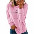 thumbnail image 2 of Sweatshirts for Women Fleece Thickened Heart Print Long-Sleeved Hooded Sweatshirt,Pink,S, 2 of 9