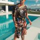 thumbnail image 3 of Conjunto de camiseta y pantalones cortos de playa informales con estampado digital 3D de animales para hombre, 3 of 5