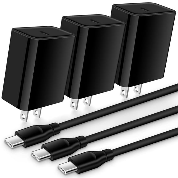 USB C Block,HAOANO 3PACK 20W PD Type C Wall Charger Block USB Charger Adapter Plug USB C Brick Power Delivery Android Fast Charger Block Phone Charger with 3PACK Usbc Charging Cable 6ft