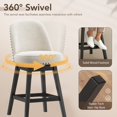 thumbnail image 6 of AFO 26" Upholstered Swivel Counter Height Bar Stools Set of 2, Modern Fabric Bar Chairs with Solid Wood Frame, Suitable for 35"-39" Table, For Kitchen Island Dining Room Pub Restaurant, Beige, 6 of 12