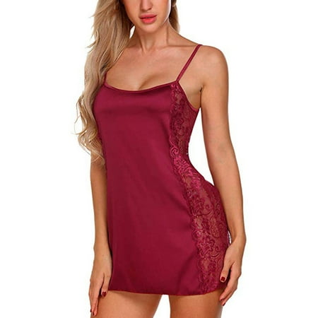 

yotyukeb Sleepwear For Womens Pajamas For Women Solid Color Satin Silk Lingerie Lace Nightwear Sleepwear Pajamas S-3Xl