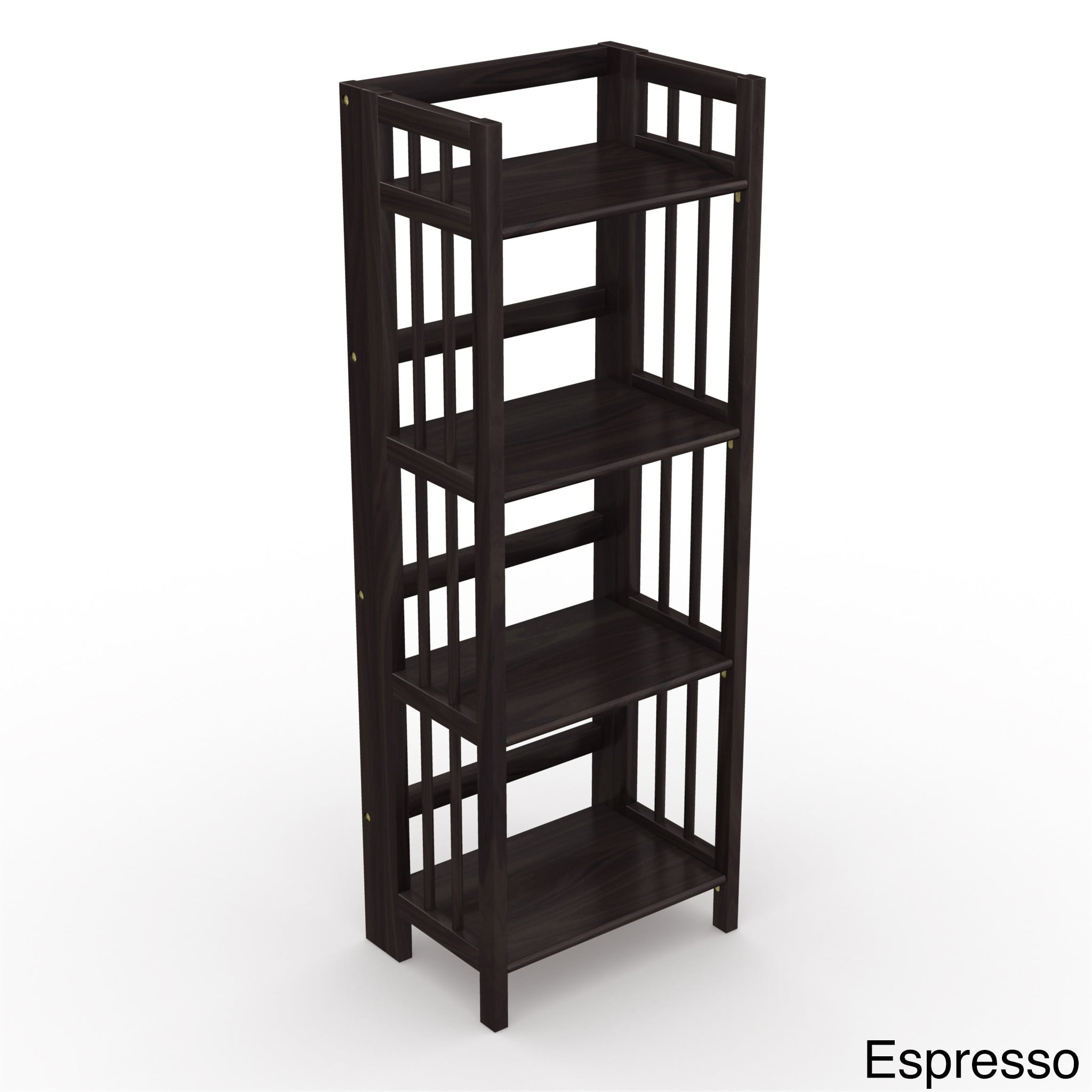 Stony Edge No Assembly Folding Four, 18 Inch Wide Bookcase With Doors