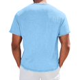 thumbnail image 5 of JULMCOMO Cotton Linen T Shirts for Men V Neck Short Sleeve Fringe Raw Hem Comfy Summer Shirt Casual Classic Tees Light Blue 3XL, 5 of 5