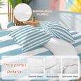 thumbnail image 3 of Aqua Striped Duvet Cover Set, Modern Farmhouse Blue White Stripes Soft Duvet Cover Queen Size Bedding Set 4 Pieces, 1 Quiltcover and 2 Pillowcases with Zipper, 1 Bed Sheet for All Seasons, 3 of 9