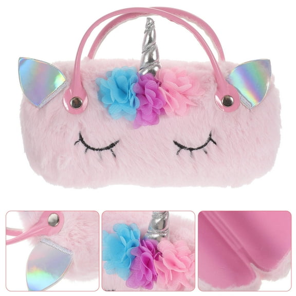 LEORX Kawaii Glasses Case 1Pcs Pink PU Simple Design Scratch Protection Daily Use