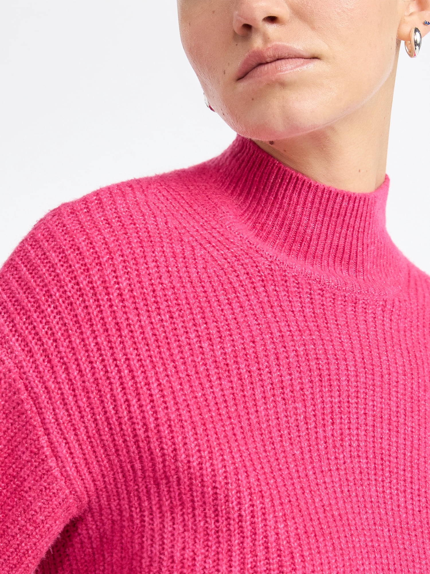 Scoop Women's Shaker Stitch Turtleneck Sweater, Lightweight, Sizes XS-XXL