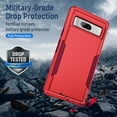 thumbnail image 5 of for Google Pixel 7a Case, Phone Case Heavy Duty 2 in 1 Full Body Rugged Shockproof Hybrid Hard PC Soft TPU Bumper Drop Protective Girls Women Boy Men Covers for Google Pixel 7a, Red+Rose, 5 of 7