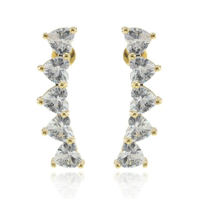 Arete largo moda mujer CYRA de corazones cristal