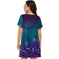 thumbnail image 6 of Lafuoo Purple and Green Glitter Pattern Women's Short-sleeved Nightdress, Knee-length Pullover Nightgown, Summer Home Wear-Small, 6 of 8