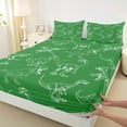 thumbnail image 3 of jejeloiu Kawaii Dinosaur Full Size Sheets,Cartoon Dino Bed Sheets,Green White Sheet Sets For Girls Kids,Breathable Home Decor,4 Pieces, 3 of 7
